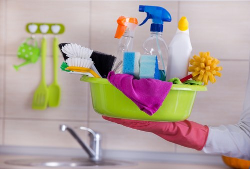 Close-up of professional carpet cleaning equipment used with care